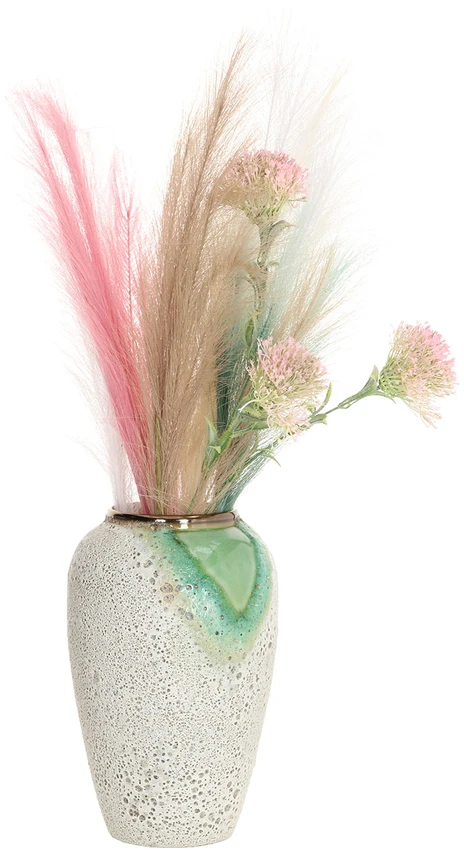 Home4You Keraminė vaza TITAN STONE H32cm, žalia/balta tekstūra