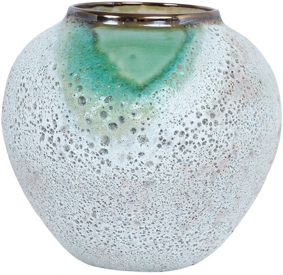 Home4You Keraminė vaza TITAN STONE H18cm, žalia/balta tekstūra