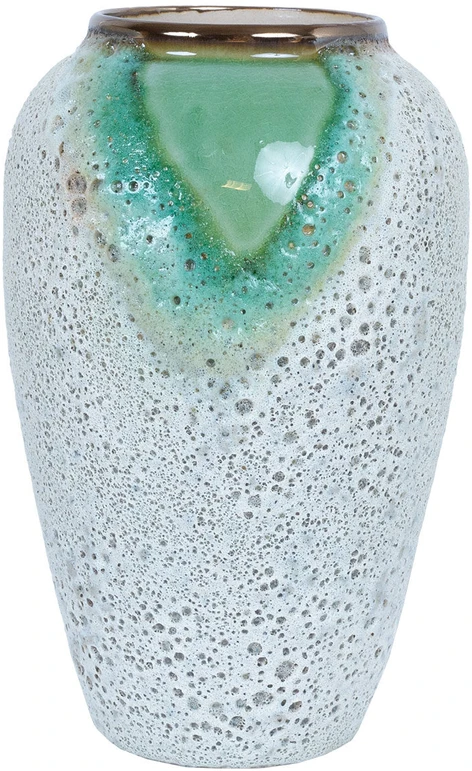 Home4You Keraminė vaza TITAN STONE H27cm, žalios/baltos tekstūros