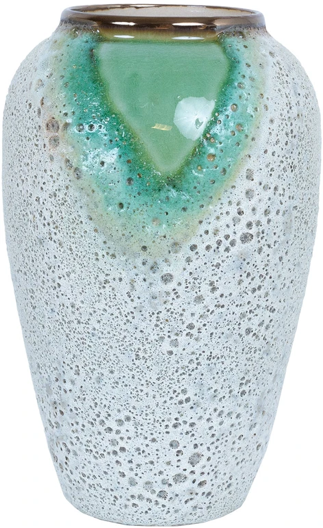 Home4You Keraminė vaza TITAN STONE H27cm, žalia/balta tekstūra