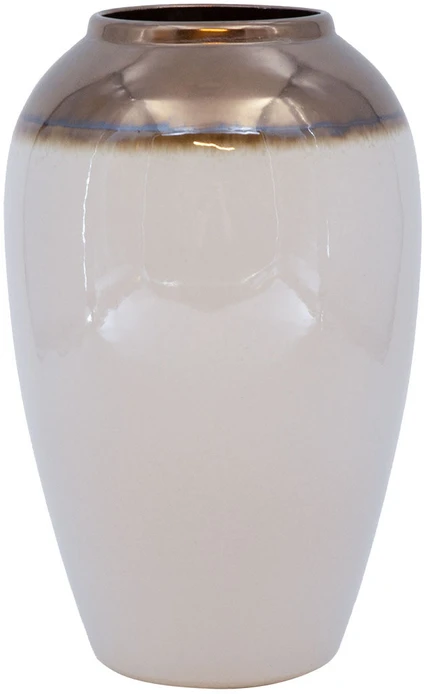 Home4You Vaza „TITAN STONE“, D17 x H27 cm, balta/auksinė