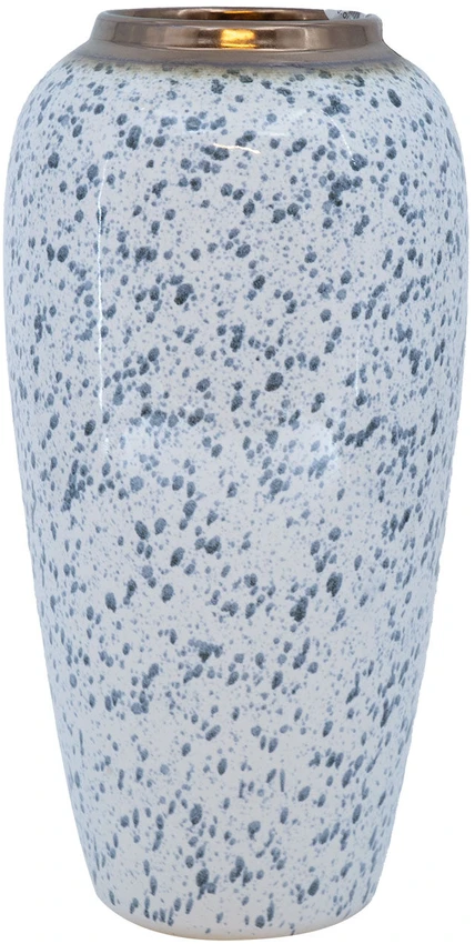 Home4You Vaza „TITAN STONE“, D17 x H32 cm, balta su juodais lašeliais