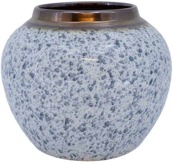 Home4You Vaza „TITAN STONE“, D20 x H18 cm, balta su juodais lašeliais