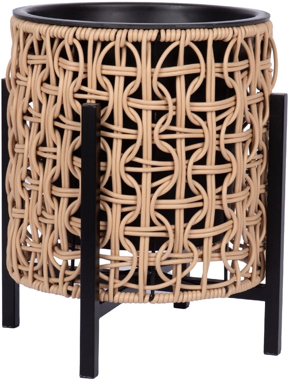 Home4You Vazonas WICKER su stovu 28x28xH32cm, šviesiai rudas