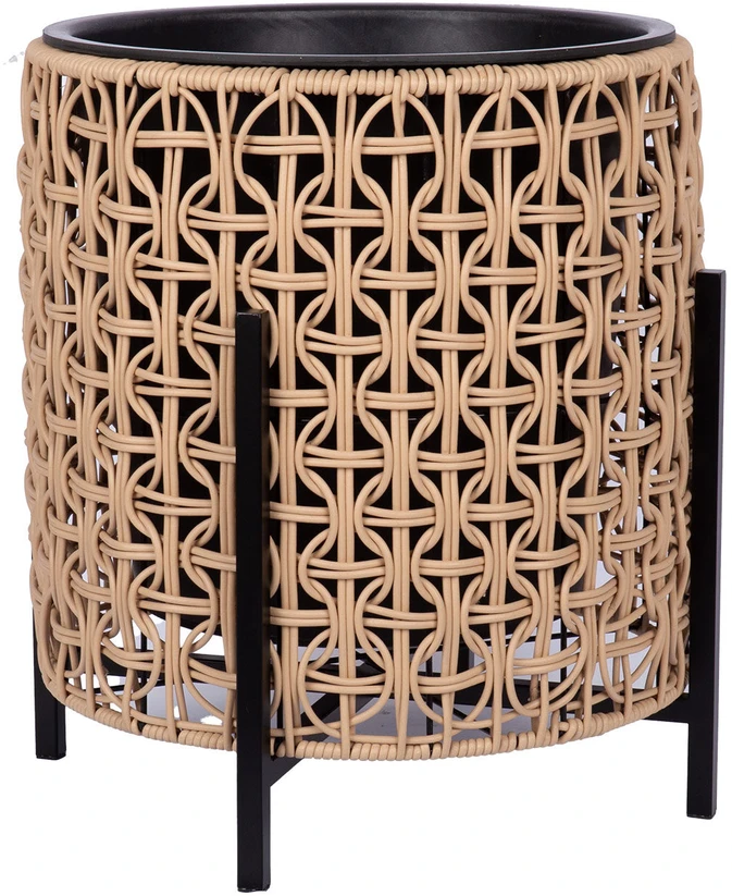 Home4You Vazonas WICKER su stovu 39x39xA42cm, šviesiai rudas