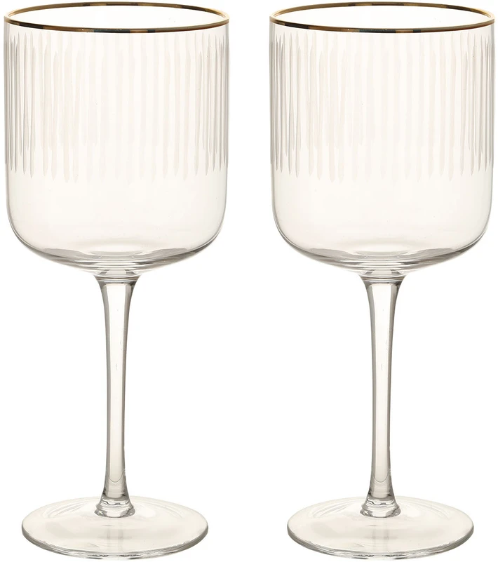 Home4You Vyno taurės su auksiniu kraštu, 2 vnt., aukštis 19,7 cm, 400 ml