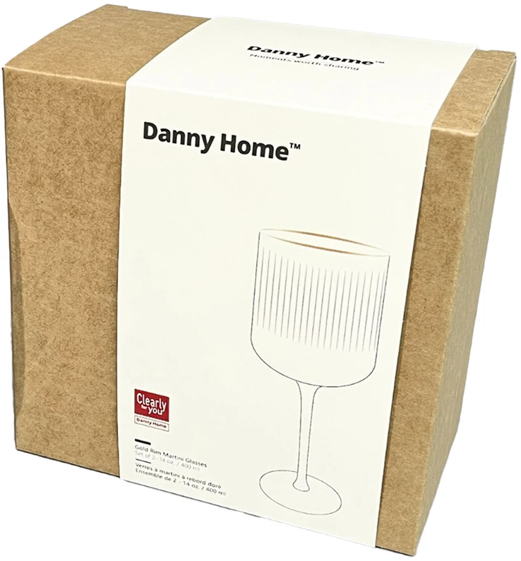 Home4You Vyno taurės su auksiniu kraštu, 2 vnt., aukštis 19,7 cm, 400 ml