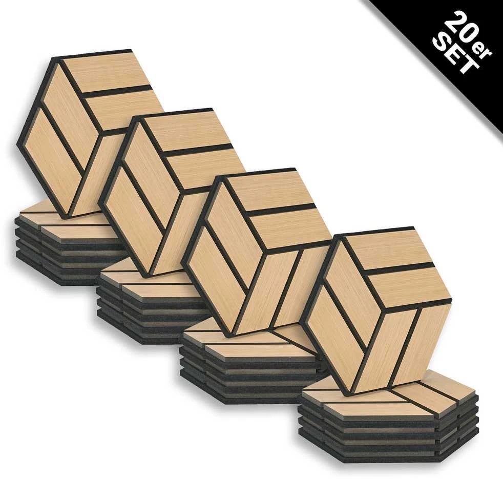 Homestyle4U Akustinės sienų plokštės, šešiakampės korio formos 3D, 30x26x2 cm, rudos