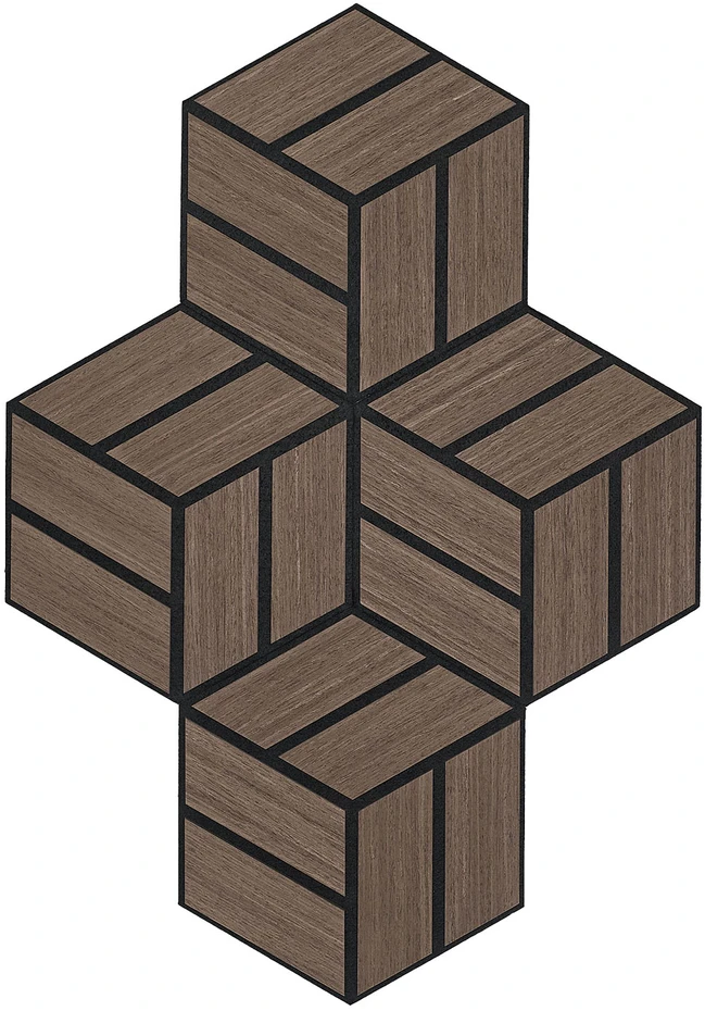 Homestyle4U Akustinės plokštės, šešiakampės korio formos 3D sienų plokštės, 30x26x2 cm, rudos