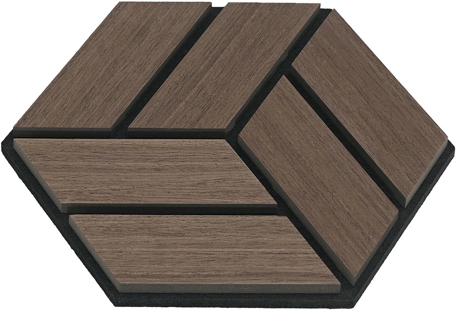 Homestyle4U Akustinės plokštės, šešiakampės korio formos 3D sienų plokštės, 30x26x2 cm, rudos
