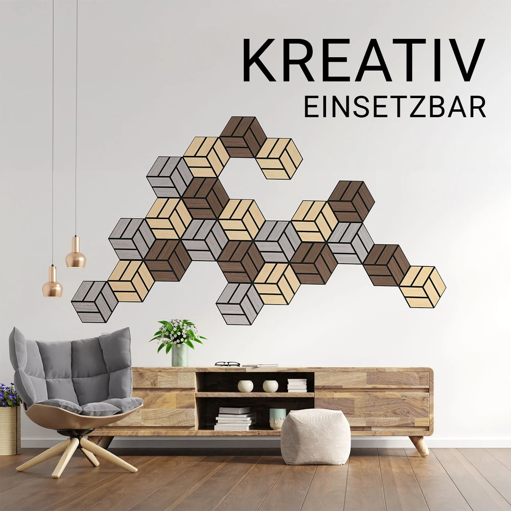Homestyle4U Akustinės plokštės, šešiakampės korio formos 3D sienų plokštės, 30x26x2 cm, rudos