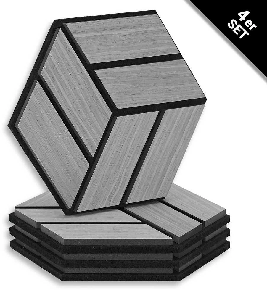 Homestyle4U Akustinės plokštės, 30x26x2 cm, pilka