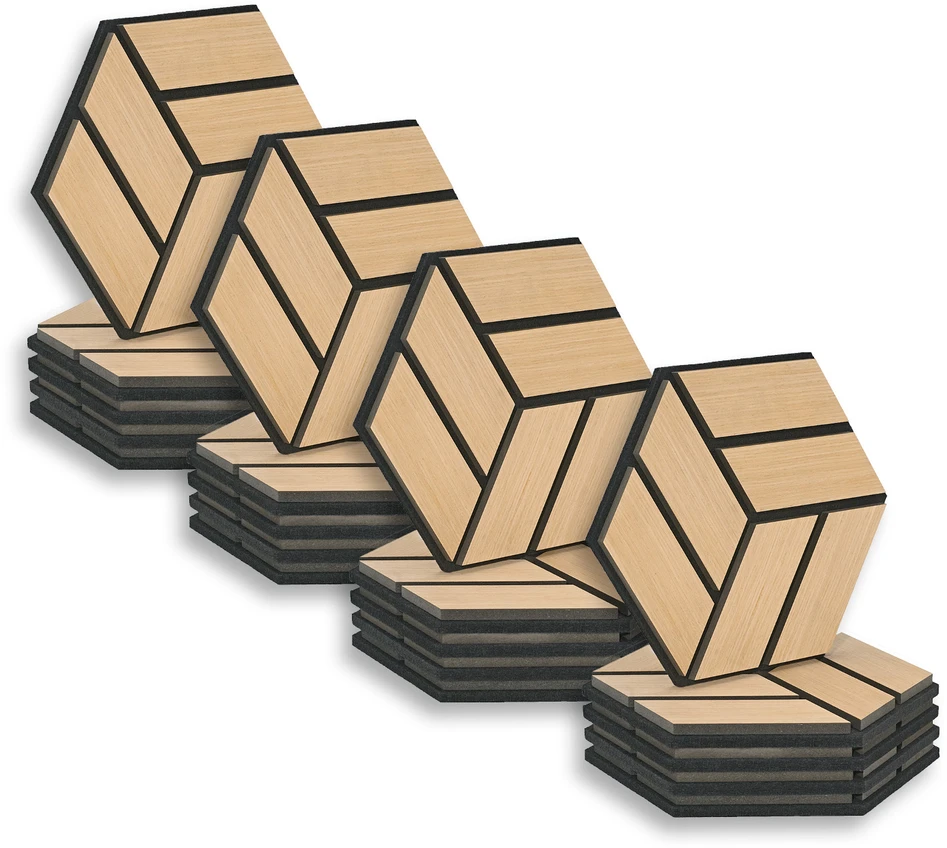 Homestyle4U Akustinės sienų plokštės, šešiakampės korio formos 3D, 30x26x2 cm, rudos