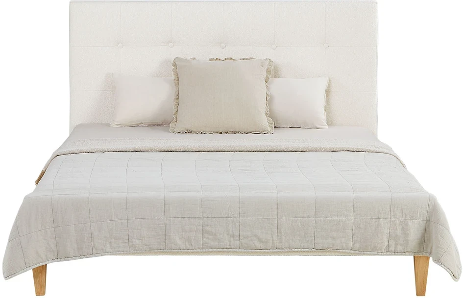 Homestyle4U Apmušta lova, 145.5x95x211 cm, smėlio spalvos