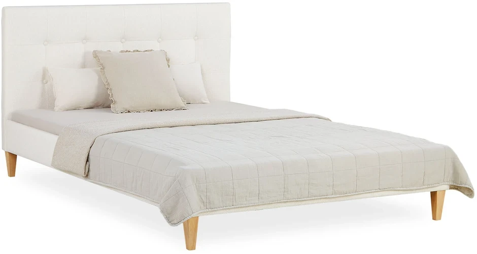 Homestyle4U Apmušta lova, 145.5x95x211 cm, smėlio spalvos