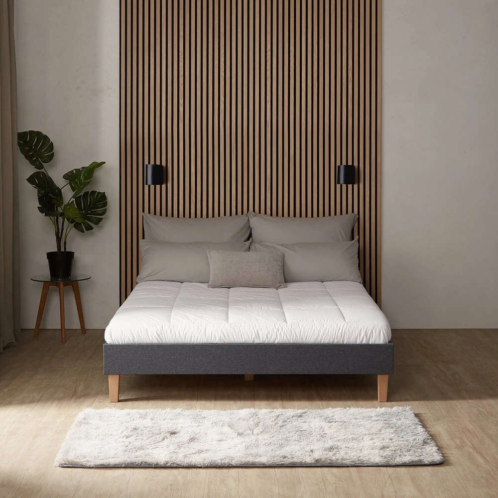 Homestyle4U Apstatyta lova, 144x203x29.5 cm, pilka