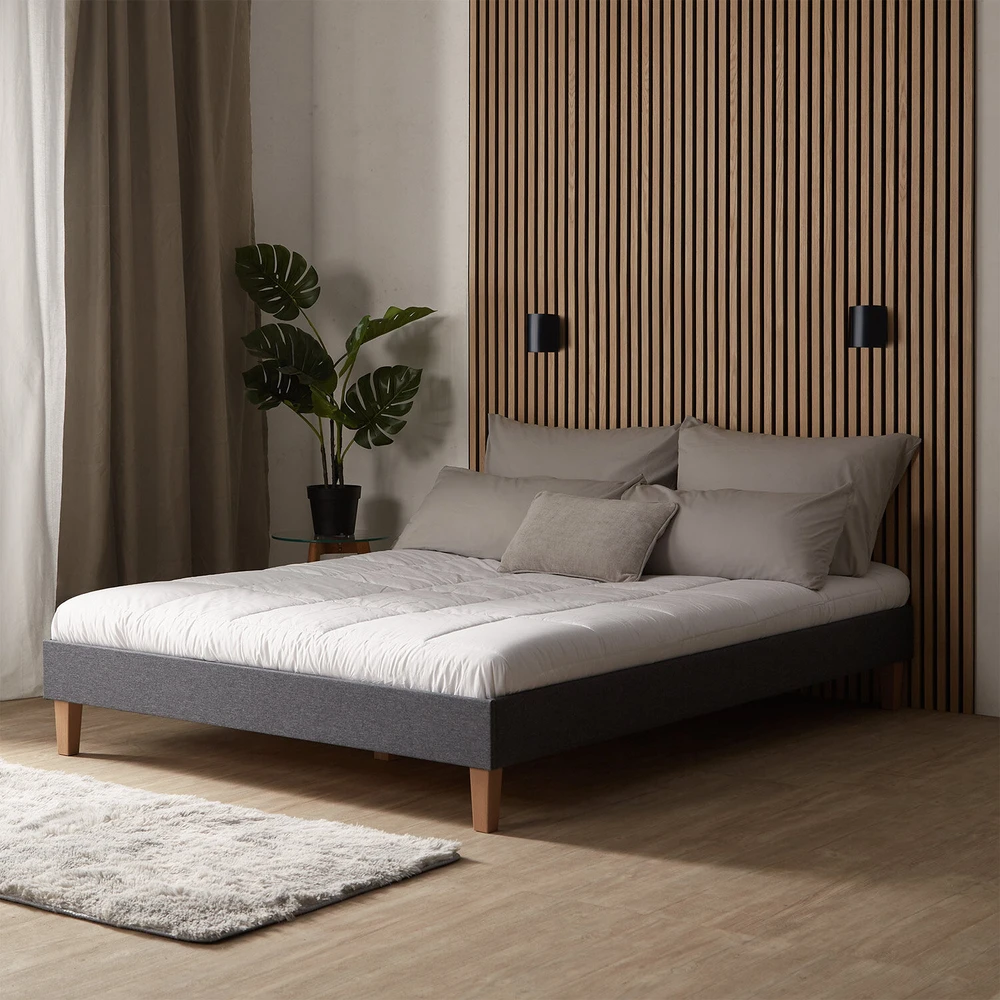 Homestyle4U Apstatyta lova, 144x203x29.5 cm, pilka