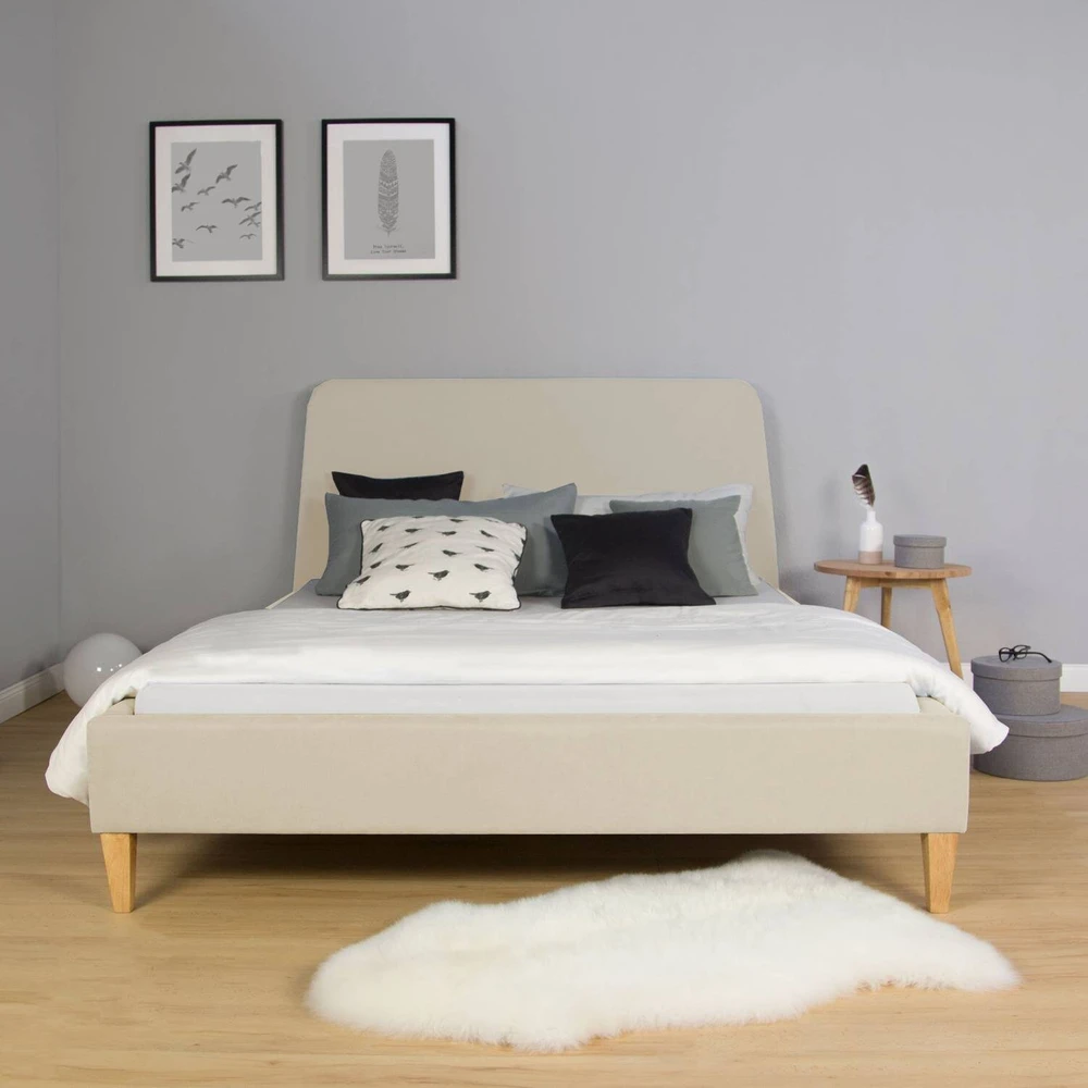 Homestyle4U Apstatyta lova, 150x214 cm, smėlio spalvos