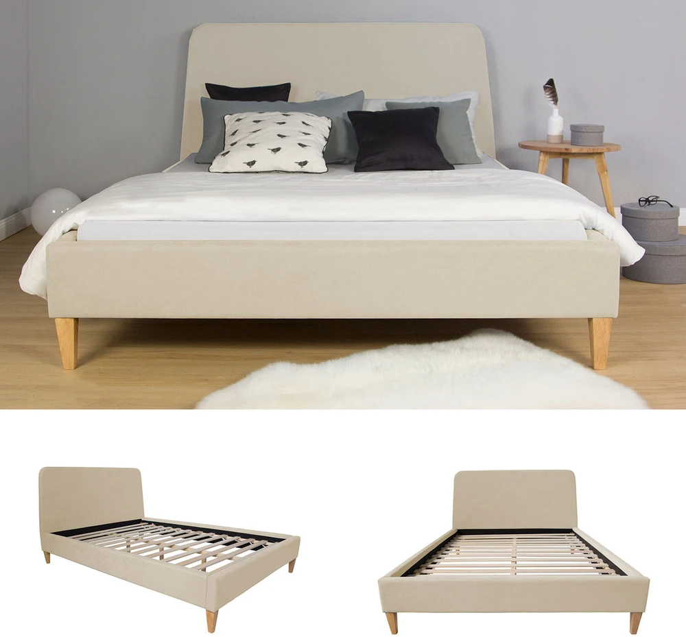 Homestyle4U Apstatyta lova, 150x214 cm, smėlio spalvos