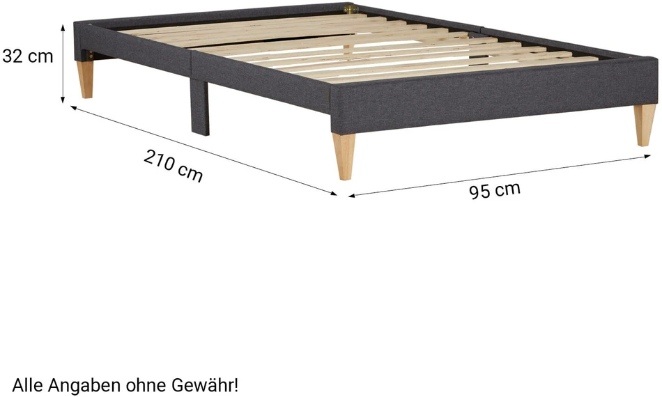 Homestyle4U Apstatyta lova, 95x32x210 cm, pilka
