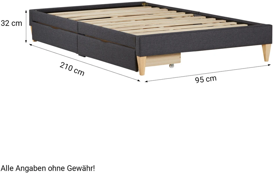 Homestyle4U Apstatyta lova, 95x32x210 cm, pilka