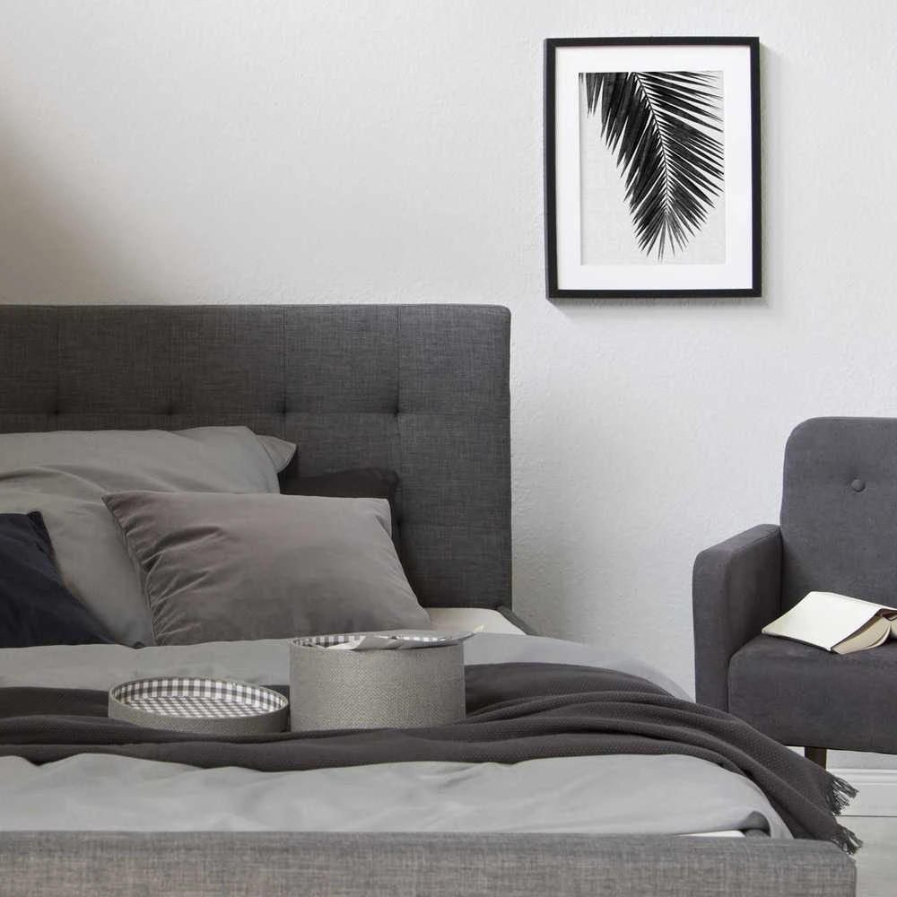 Lova Homestyle4U Paminkštinta lovos rėmas, 145x214x102 cm, pilka