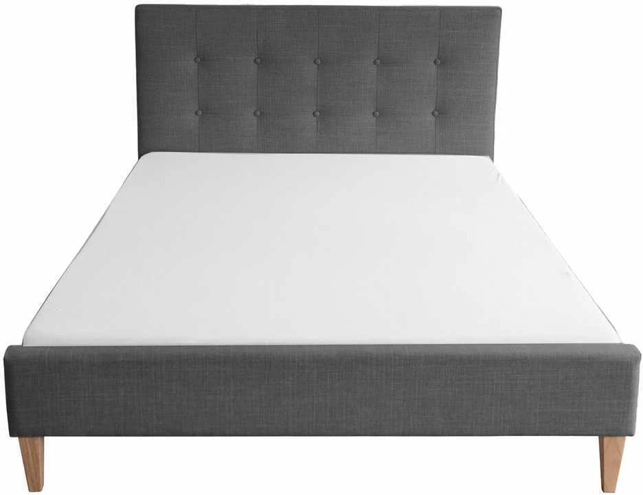 Homestyle4U Lovos rėmas, apmušta dvigulė lova, 145x212 cm, pilka