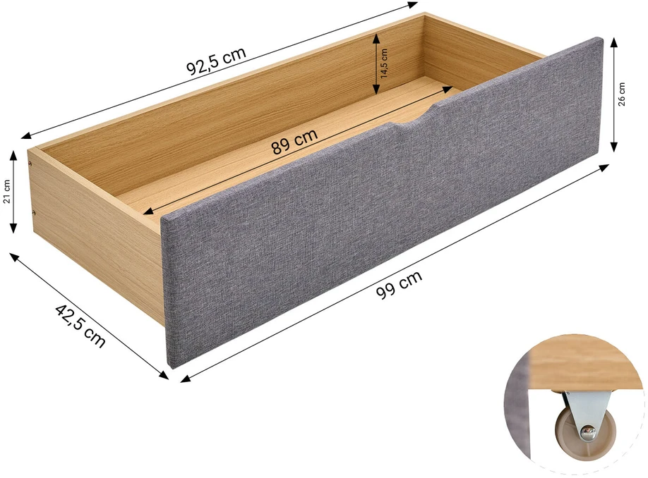 Homestyle4U Aptrauktas lovos rėmas, 145x214 cm, pilka