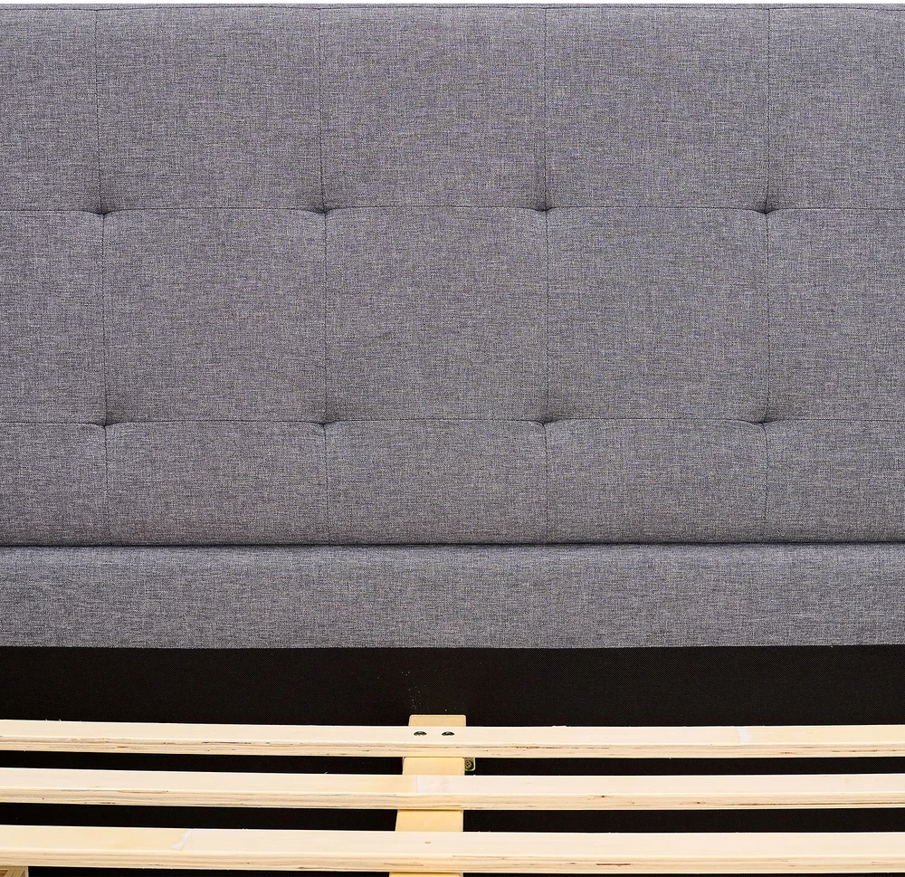 Homestyle4U Aptrauktas lovos rėmas, 145x214 cm, pilka