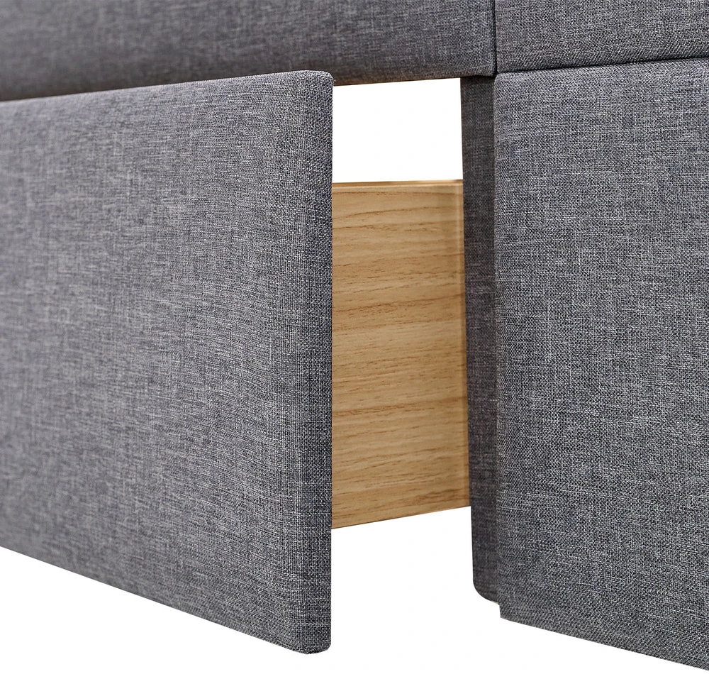 Homestyle4U Aptrauktas lovos rėmas, 145x214 cm, pilka