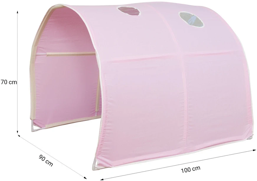 Homestyle4U Aukšta lova, 207.5x228x219.5 cm, rožinė