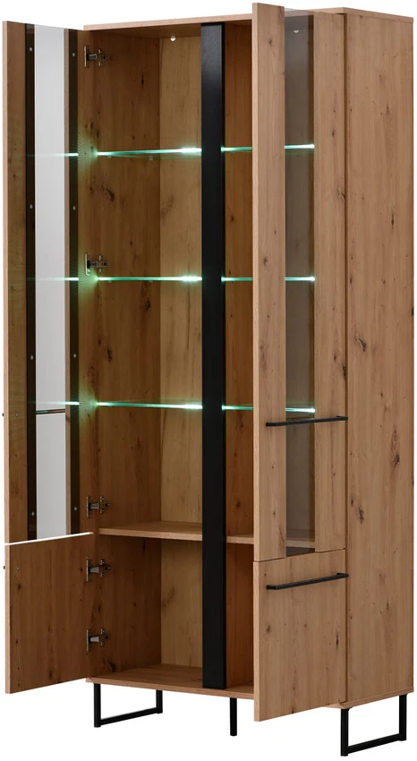 Homestyle4U Aukšta spintelė, 84,5x193x35 cm, ruda ir juoda
