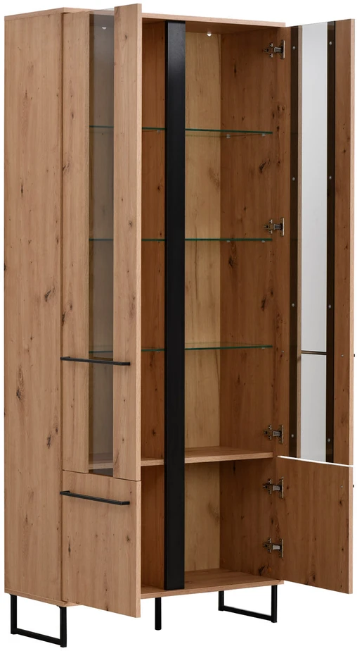 Homestyle4U Aukšta spintelė, 84,5x193x35 cm, ruda ir juoda