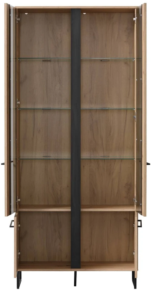 Homestyle4U Aukšta spintelė, 84,5x193x35 cm, ruda ir juoda