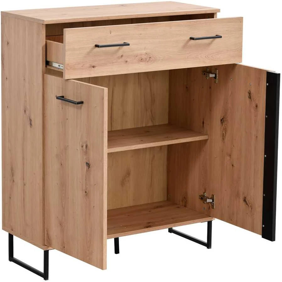 Homestyle4U Prieškambario baldų komplektas, 5 dalių industrinio stiliaus, 240x195x35 cm, ruda
