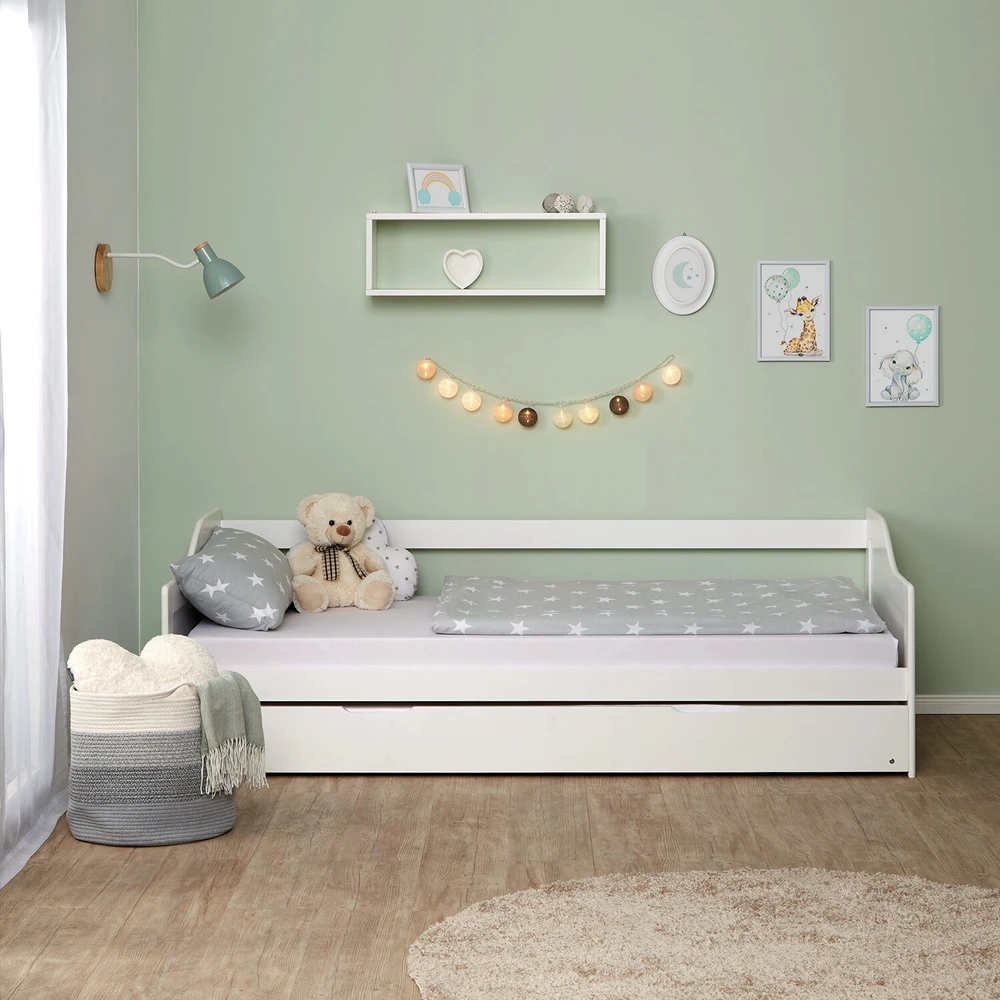 Homestyle4U Dienos lova, 98x206x66 cm, balta