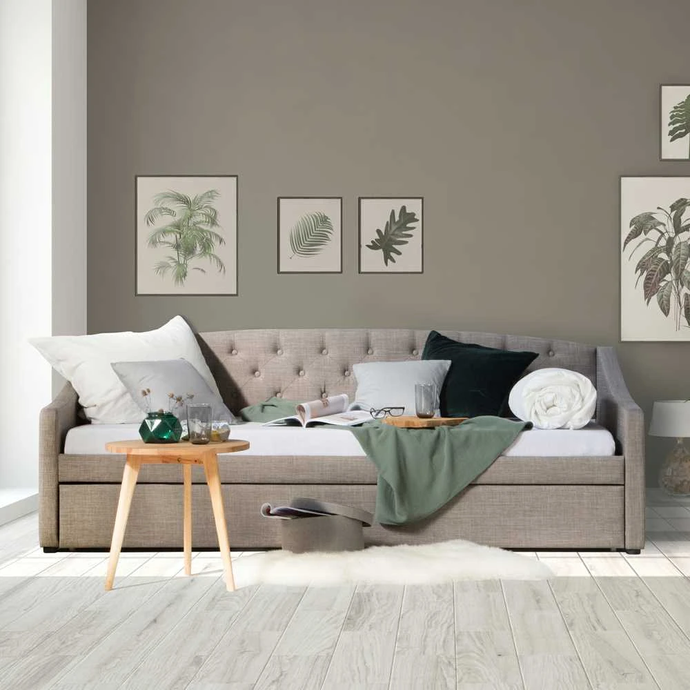 Homestyle4U Dienos lova, 100x215 cm, pilka