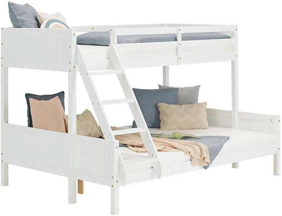 Homestyle4U Dviaukštė lova, 207x146.5x139 cm, balta