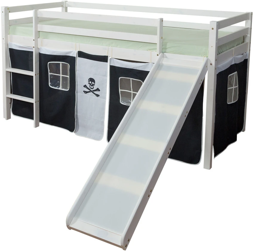 Homestyle4U Dviaukštė lova, 207.5x110x219.5 cm, juoda
