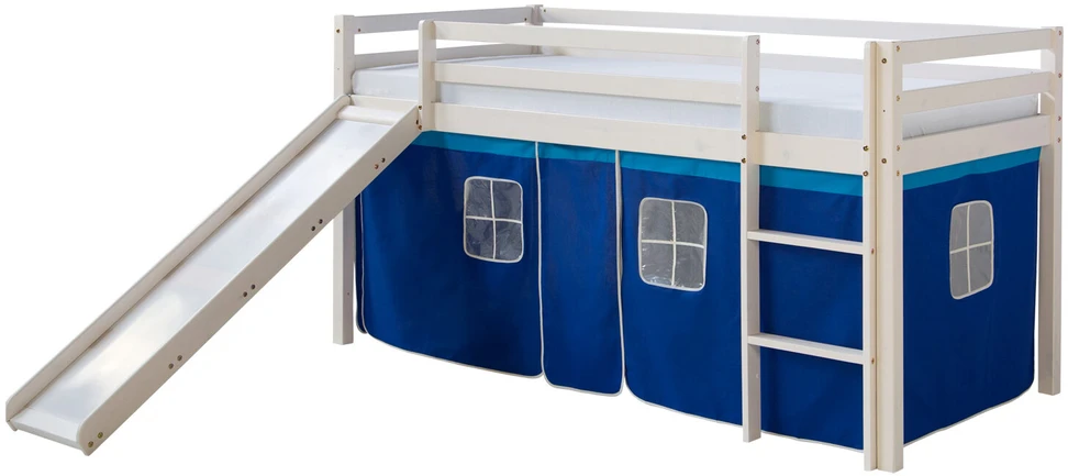 Homestyle4U Dviaukštė lova, 207.5x110x219.5 cm, mėlyna, balta