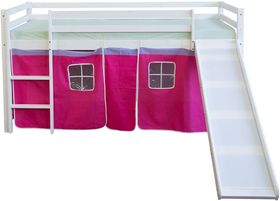 Homestyle4U Dviaukštė lova, 207.5x110x219.5 cm, rožinė
