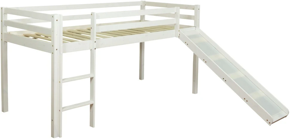 Homestyle4U Dviaukštė lova, 207.5x110x219.5 cm, rožinė, balta