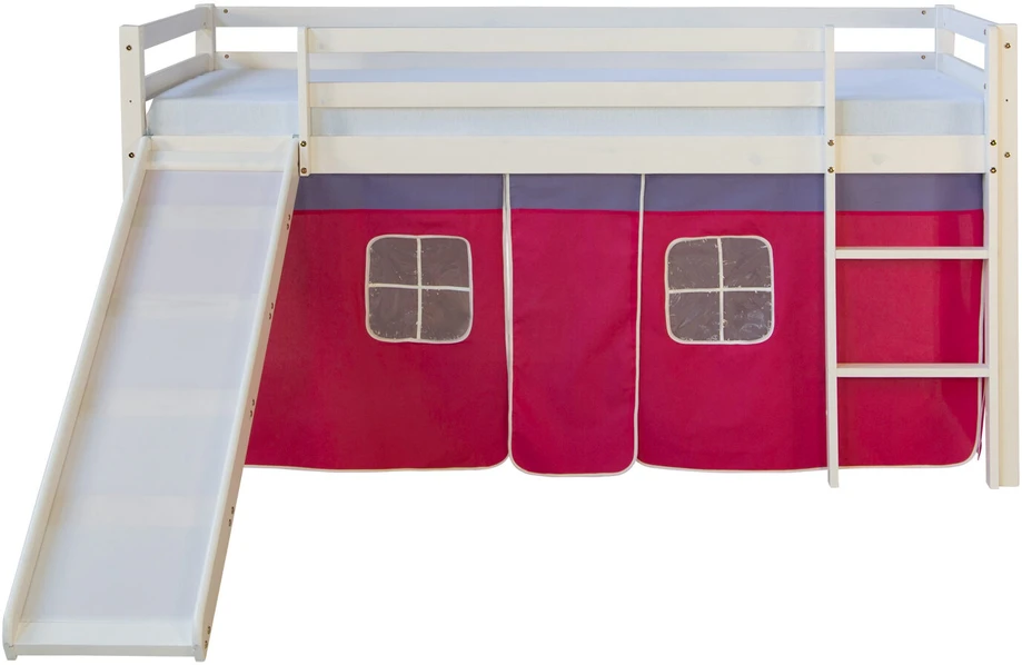 Homestyle4U Dviaukštė lova, 207.5x110x219.5 cm, rožinė