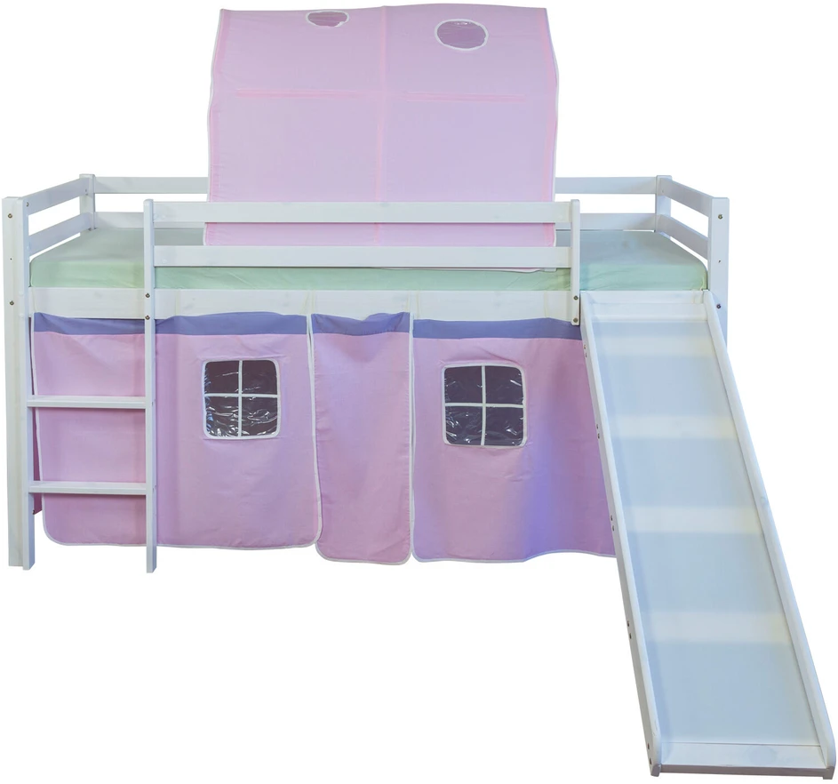 Homestyle4U Dviaukštė lova, 207.5x110x219.5 cm, rožinė