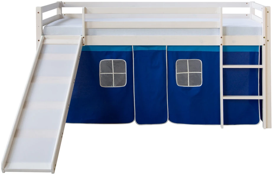 Homestyle4U Dviaukštė lova, 207.5x110x219.5 cm, mėlyna, balta
