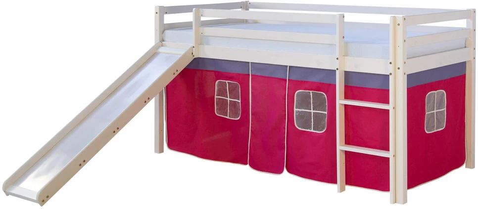 Homestyle4U Dviaukštė lova, 207.5x110x219.5 cm, rožinė