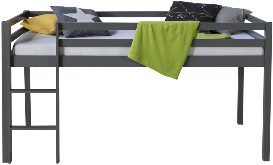 Homestyle4U Dviaukštė lova, 207.5x110x96.5 cm, pilka