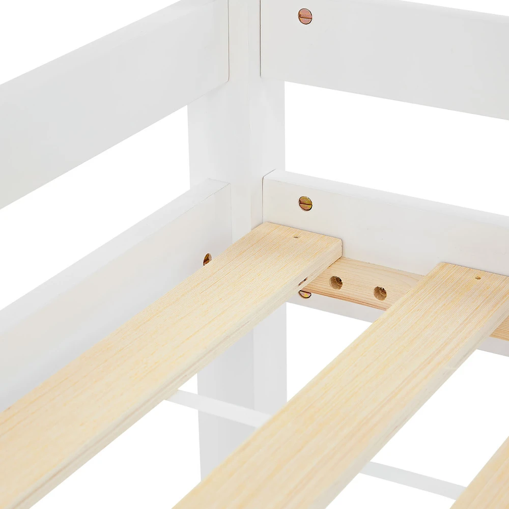 Homestyle4U Dviaukštė lova, 207.5x110x99.5 cm, balta