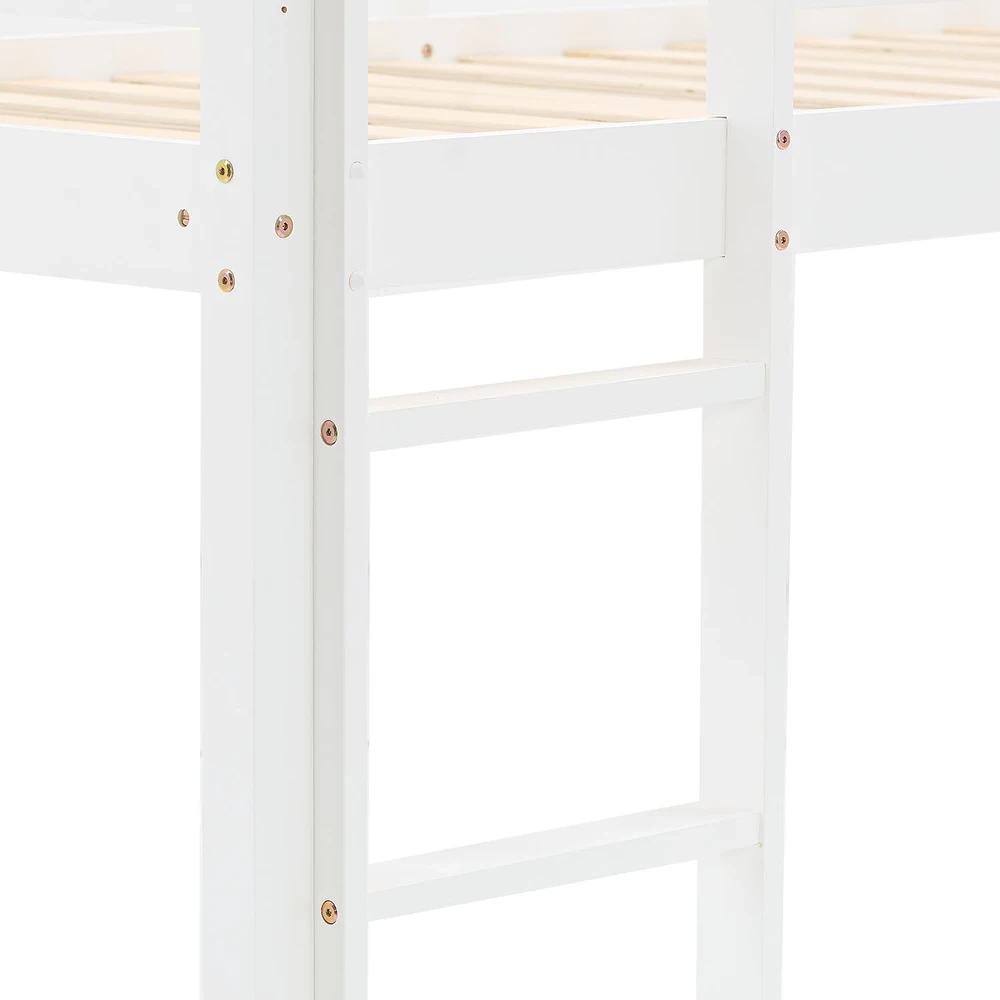 Homestyle4U Dviaukštė lova, 207.5x110x99.5 cm, balta