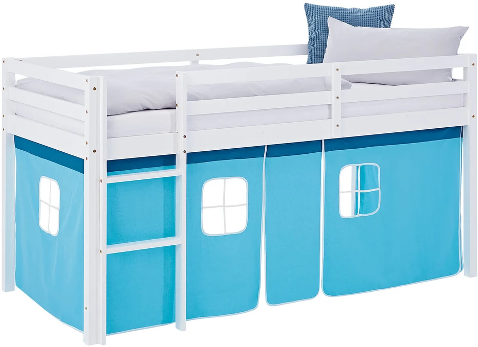 Homestyle4U Dviaukštė lova, 207.5x110x99.5 cm, mėlyna ir balta